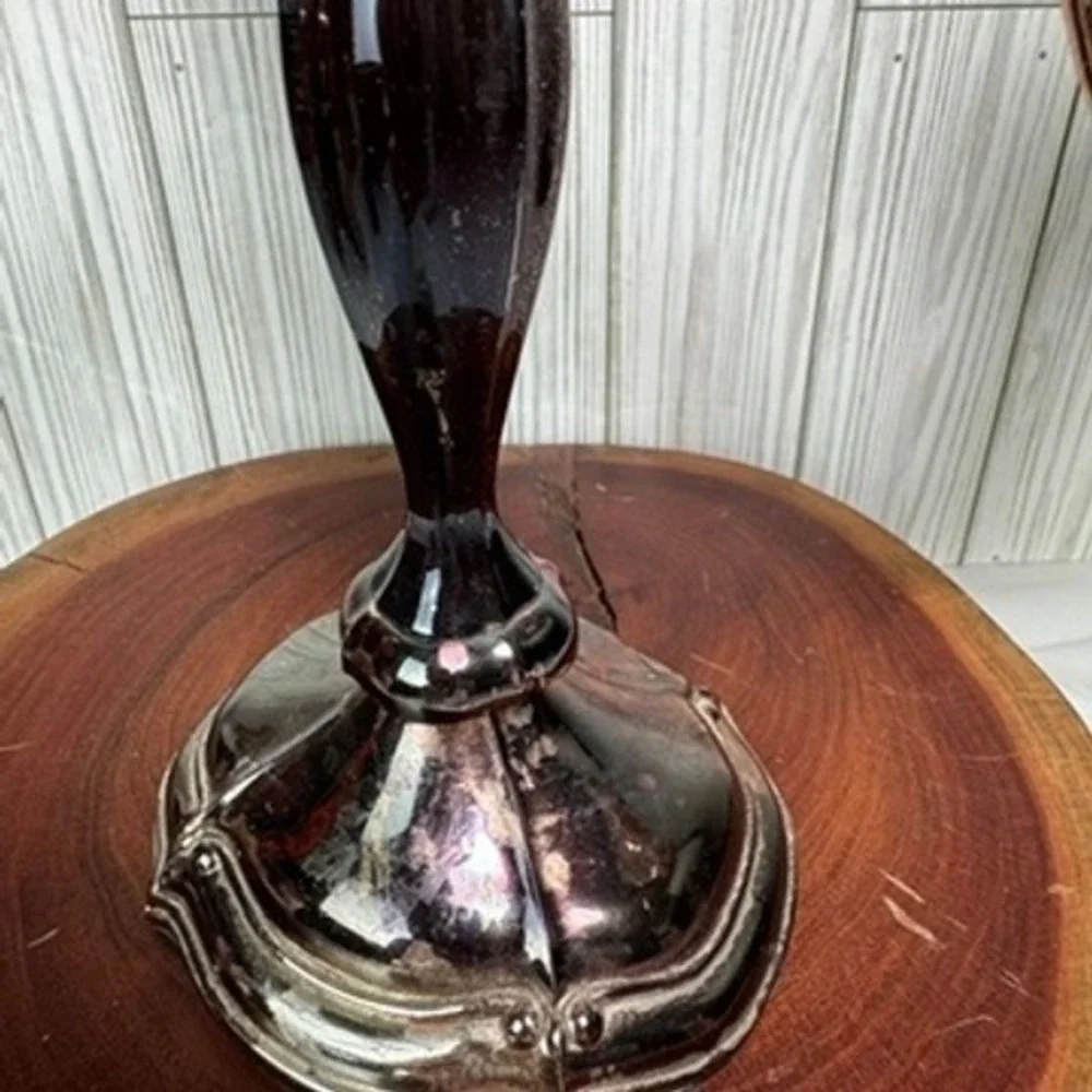 Oneida 3 Arm Candelabra Rose Gold Tone Metallic Candle Holder Gothic Centerpiece